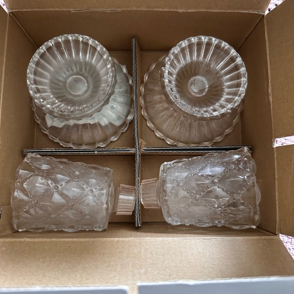 Vintage Party Lite Ruffled Crystal Candle Holder Party Light 2 Piece - Picture 3 of 8